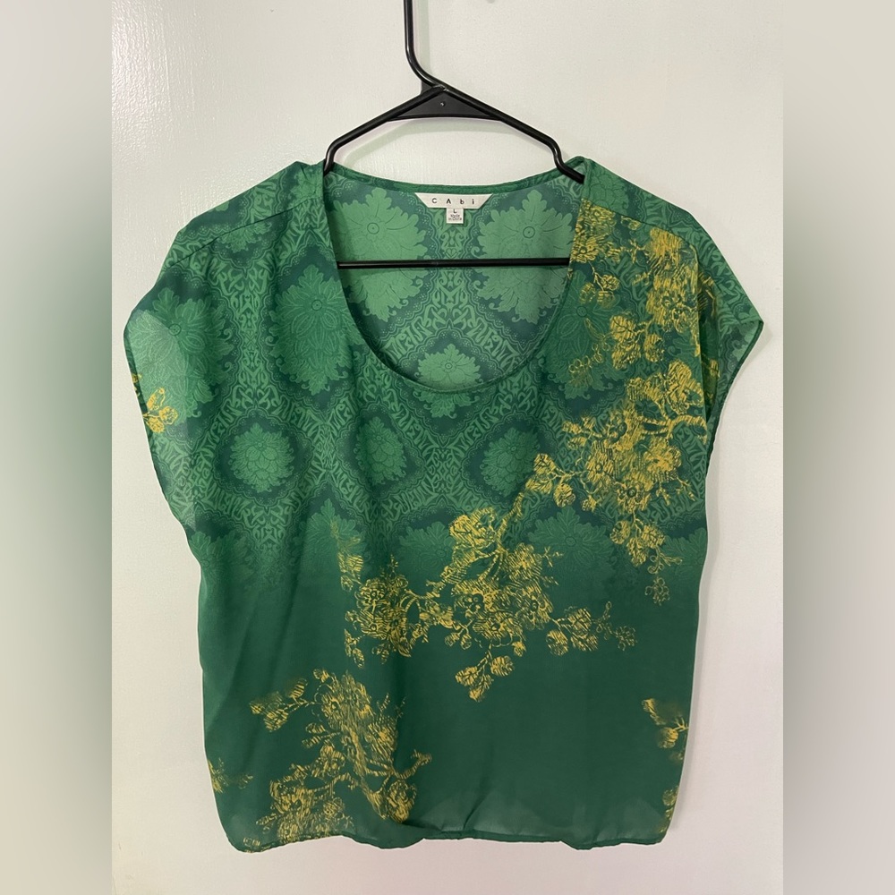 CAbi “Green with Envy” Floral Top